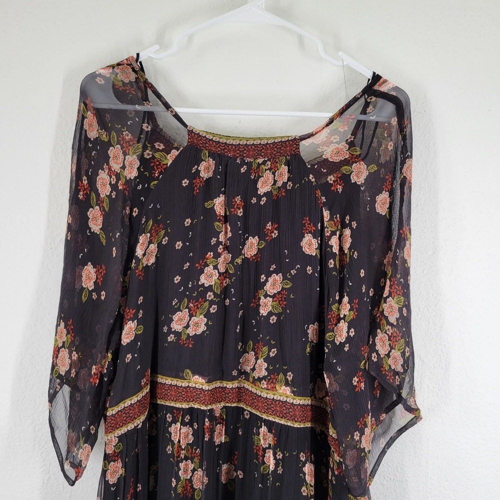 Star Mela Floral Maxi Dress Womens Medium Black Sheer Overlay Whimsigoth Fairy - Picture 6 of 10